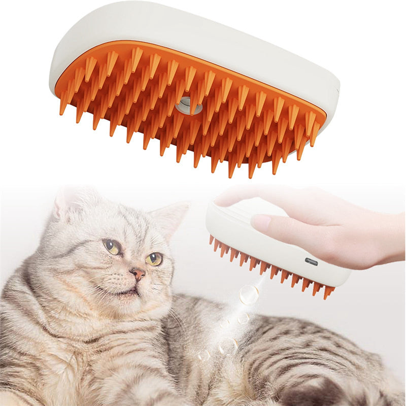 Collection of USB Rechargeable Pets Steam Brush Spray Massage Comb Pet Grooming Tools Cat Steam Comb Pet Products in a gallery layout