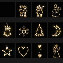 Collection of Christmas LED Suction Cup Chandelier Santa Claus Elk Snowman Lights Holiday Party Window Decor Lamps Battery Powered in a gallery layout