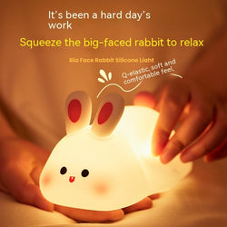 Collection of Nightlights Big Face Rabbit Silicone Night Light Christmas Gift Bedside Lamp Home Decor in a gallery layout