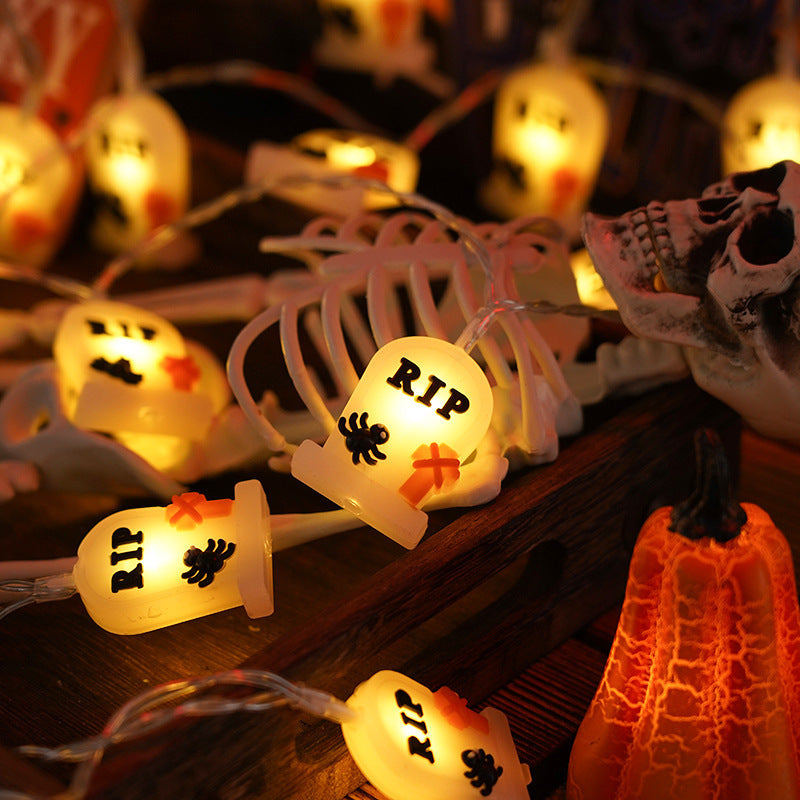 Collection of PVC Soft Material Halloween Lighting Chain Pumpkin Ghost Bat Modeling Lamp Indoor in a gallery layout