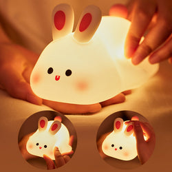 Collection of Nightlights Big Face Rabbit Silicone Night Light Christmas Gift Bedside Lamp Home Decor in a gallery layout