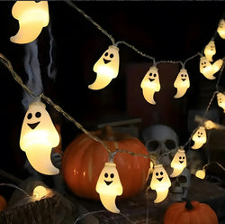 Collection of PVC Soft Material Halloween Lighting Chain Pumpkin Ghost Bat Modeling Lamp Indoor in a gallery layout