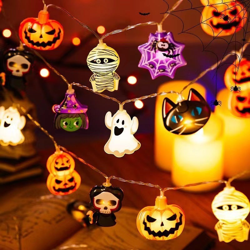 Collection of PVC Soft Material Halloween Lighting Chain Pumpkin Ghost Bat Modeling Lamp Indoor in a gallery layout