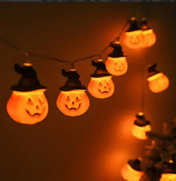 Collection of PVC Soft Material Halloween Lighting Chain Pumpkin Ghost Bat Modeling Lamp Indoor in a gallery layout