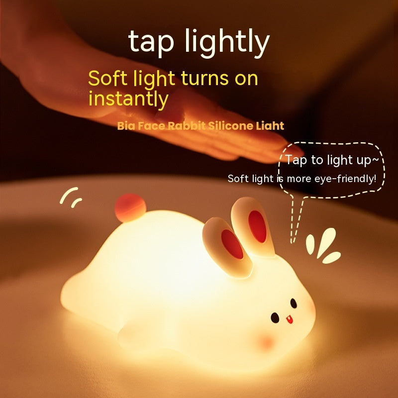 Collection of Nightlights Big Face Rabbit Silicone Night Light Christmas Gift Bedside Lamp Home Decor in a gallery layout