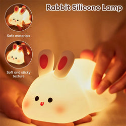 Collection of Nightlights Big Face Rabbit Silicone Night Light Christmas Gift Bedside Lamp Home Decor in a gallery layout