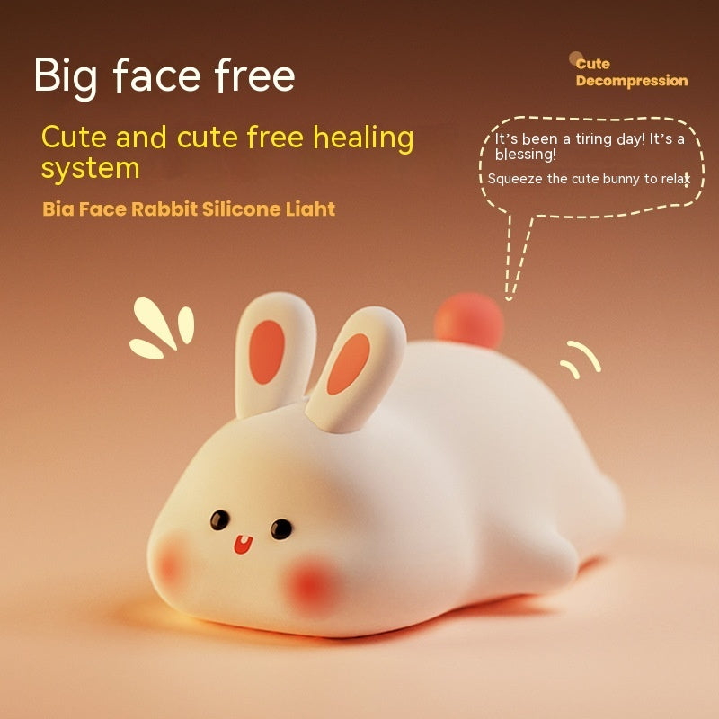 Collection of Nightlights Big Face Rabbit Silicone Night Light Christmas Gift Bedside Lamp Home Decor in a gallery layout