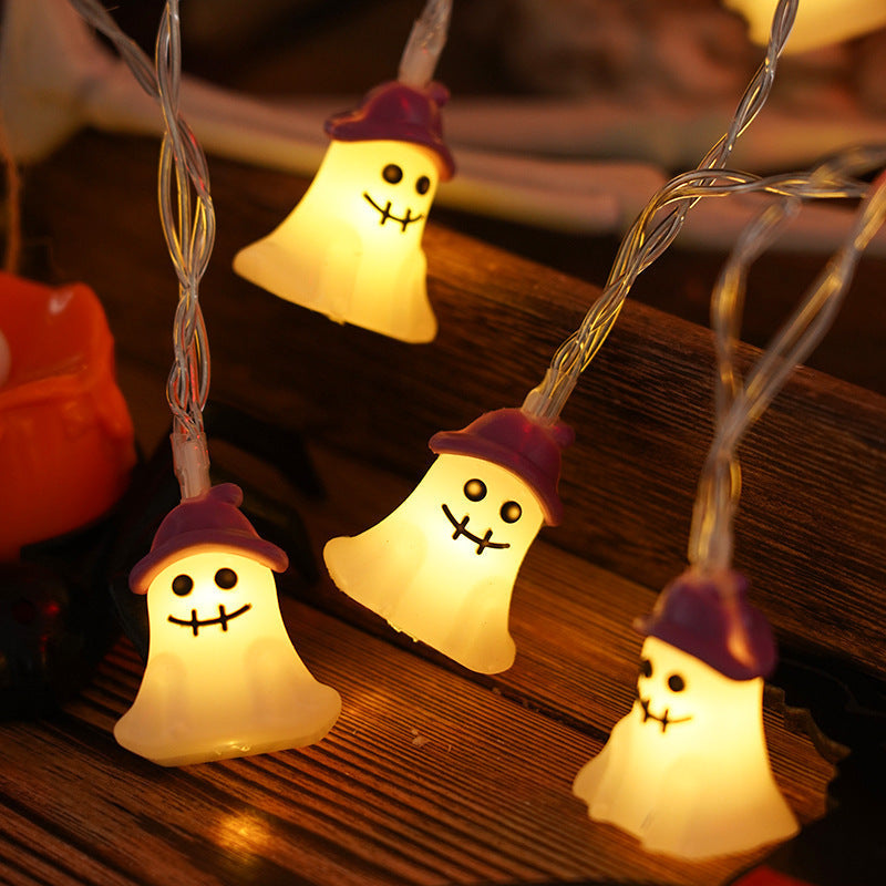 Collection of PVC Soft Material Halloween Lighting Chain Pumpkin Ghost Bat Modeling Lamp Indoor in a gallery layout